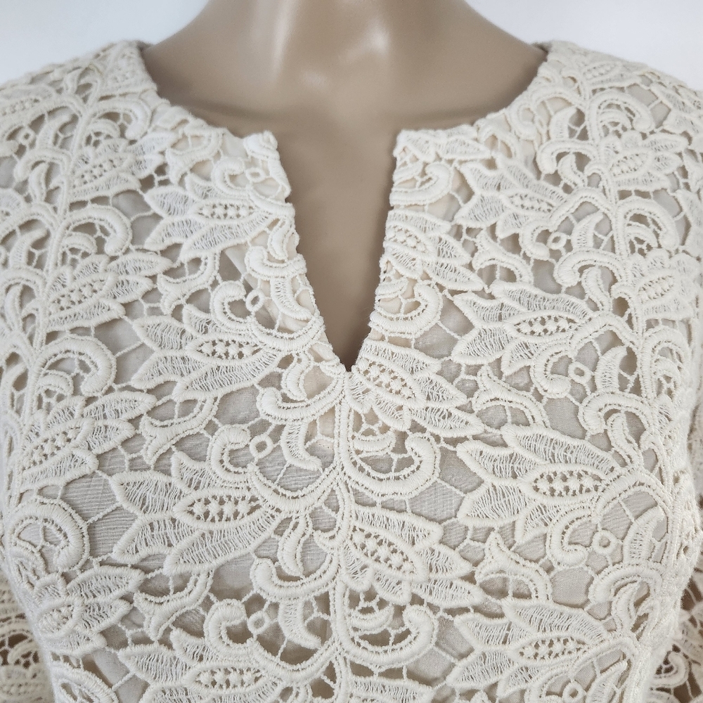 TALBOTS Ivory Lace Shift Dress Wedding Guest Bridal Shower Cocktails Size 2P NWT - Picture 5 of 14